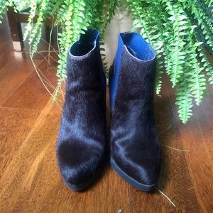 Burgundy Horse Hair Ankle Boots